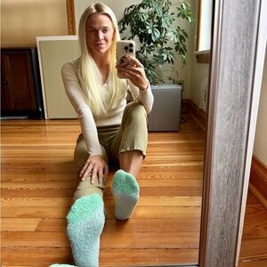 Used worn fuzzy socks